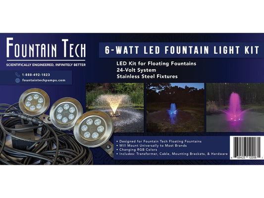 Stainless Steel LED w/ Remote Control and Control Box, 6-Watt Fixtures LED Fountain Tech