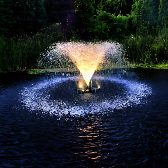 X-Large Pond Fountain by Fountain Tech, 14000 GPH Pump, 3 Displays Large Pond Fountain Fountain Mountain