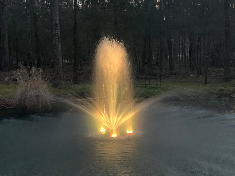 X-Large Pond Fountain by Fountain Tech, 14000 GPH Pump, 3 Displays Large Pond Fountain Fountain Mountain 