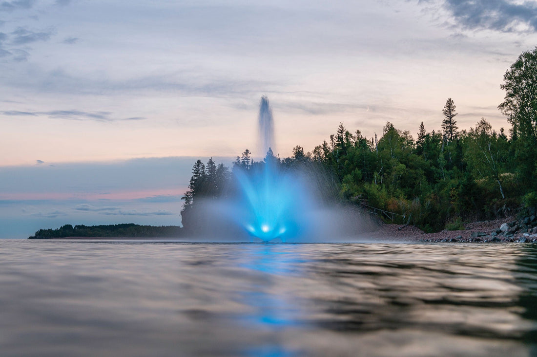 Pond fountains with lights