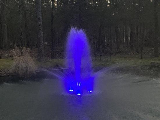 Scott Pond fountains with lights