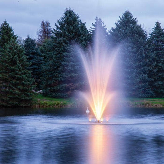 pond fountains with lights