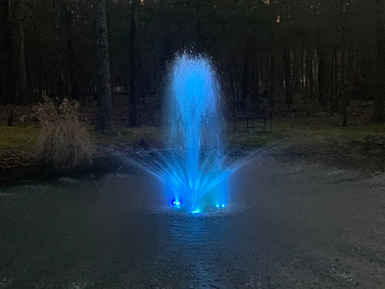Large Pond Fountain with Lights, Durable LED Lights, 100' Cable Model, 14000 GPH Pump! Fountain Mountain 