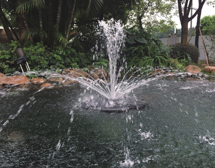 X-Large Pond Fountain by Fountain Tech, 14000 GPH Pump, 3 Displays Large Pond Fountain Fountain Mountain 